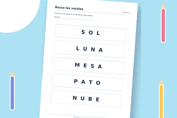 Vista previa de la lámina: Busca las vocales