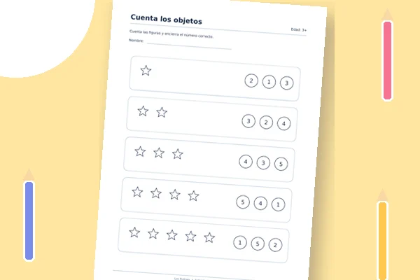 Vista previa de la lámina: Cuenta los objetos