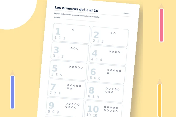 Vista previa de la lámina: Los números del 1 al 10