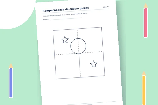 Vista previa de la lámina: Rompecabezas de cuatro piezas