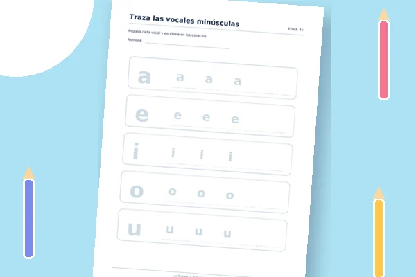 Vista previa de la lámina: Traza las vocales minúsculas